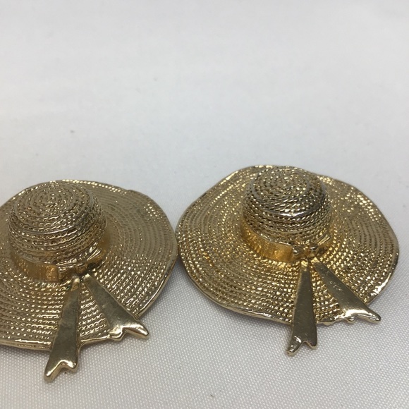 Sunhat garden brooches pr cottagecore vintage signed Michele Lynn spring summer - Picture 2 of 14